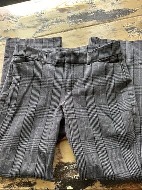 Old Navy Black & Gray Plaid Boot-Cut Pants